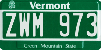 VT license plate ZWM973