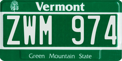 VT license plate ZWM974