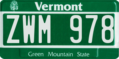 VT license plate ZWM978