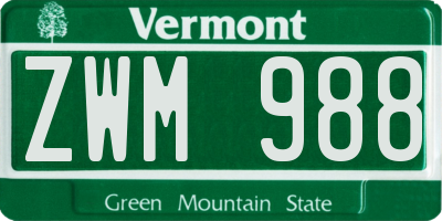 VT license plate ZWM988