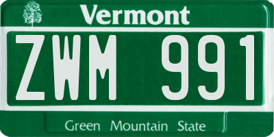 VT license plate ZWM991