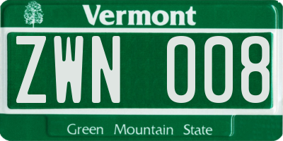 VT license plate ZWN008
