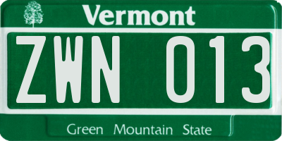 VT license plate ZWN013