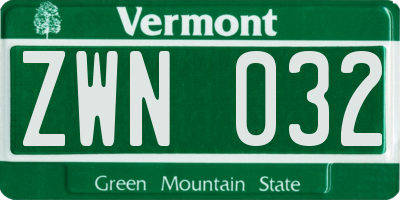 VT license plate ZWN032