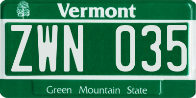 VT license plate ZWN035