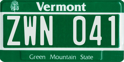 VT license plate ZWN041