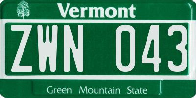 VT license plate ZWN043
