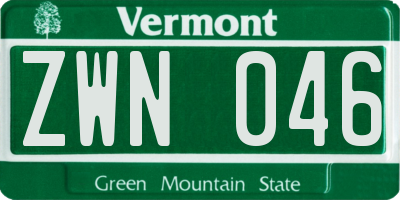 VT license plate ZWN046