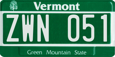 VT license plate ZWN051