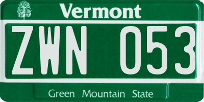 VT license plate ZWN053