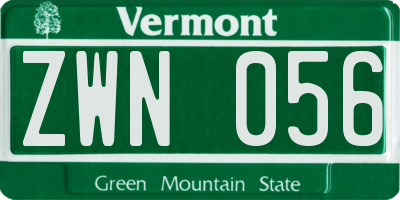 VT license plate ZWN056