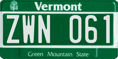 VT license plate ZWN061