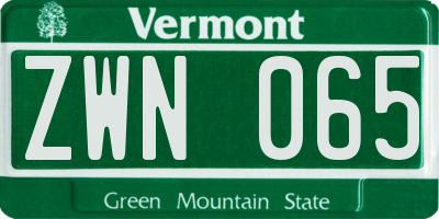 VT license plate ZWN065