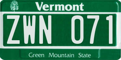 VT license plate ZWN071