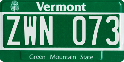 VT license plate ZWN073