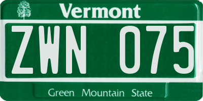 VT license plate ZWN075