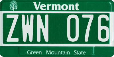 VT license plate ZWN076