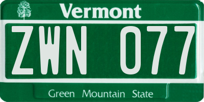 VT license plate ZWN077