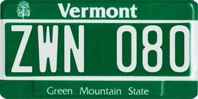 VT license plate ZWN080