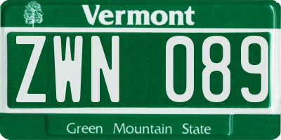 VT license plate ZWN089