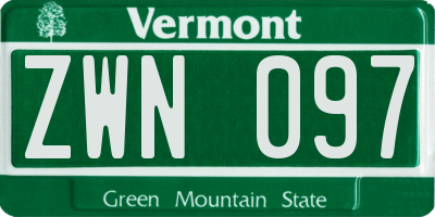 VT license plate ZWN097