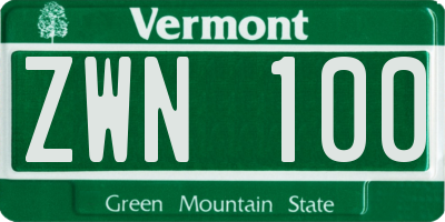 VT license plate ZWN100