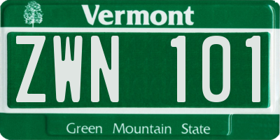 VT license plate ZWN101