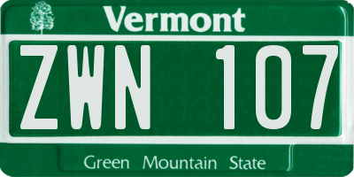 VT license plate ZWN107