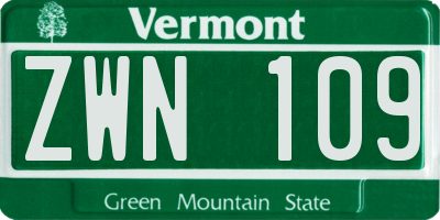 VT license plate ZWN109