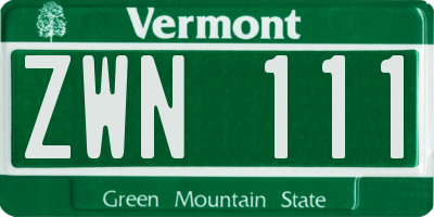 VT license plate ZWN111