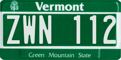 VT license plate ZWN112