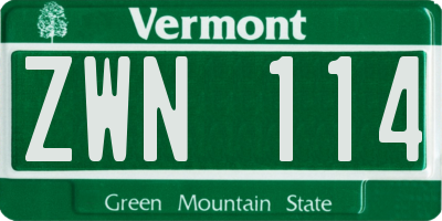 VT license plate ZWN114