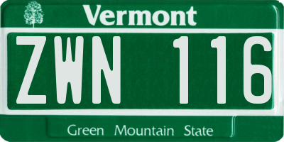 VT license plate ZWN116
