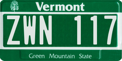 VT license plate ZWN117