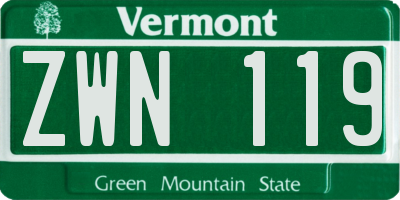 VT license plate ZWN119