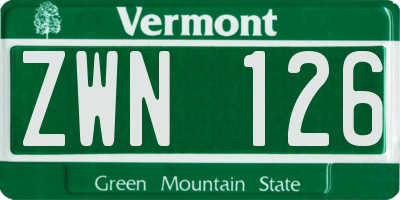 VT license plate ZWN126