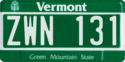 VT license plate ZWN131