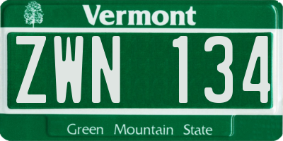 VT license plate ZWN134