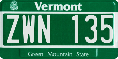 VT license plate ZWN135