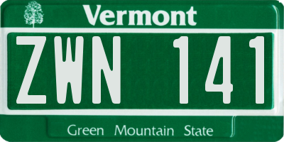 VT license plate ZWN141
