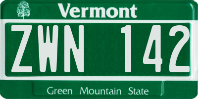 VT license plate ZWN142