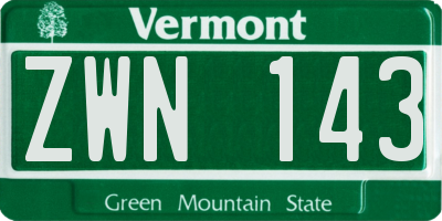 VT license plate ZWN143