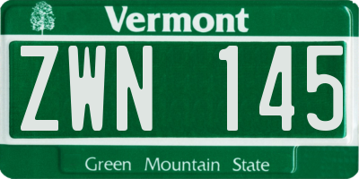 VT license plate ZWN145