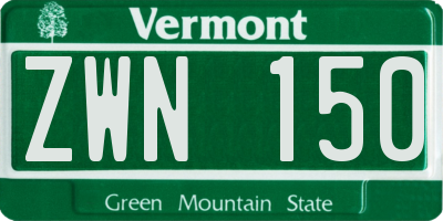 VT license plate ZWN150