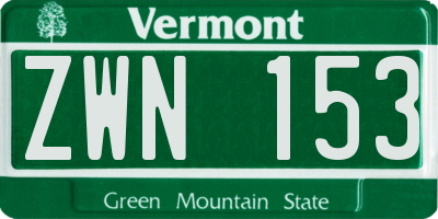VT license plate ZWN153