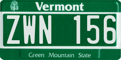 VT license plate ZWN156