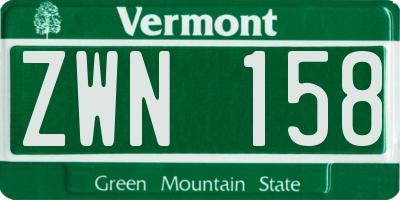 VT license plate ZWN158