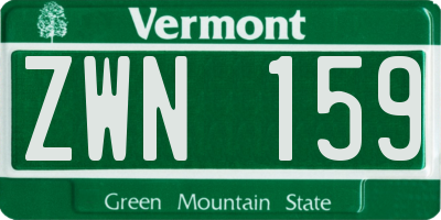 VT license plate ZWN159