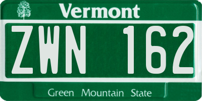 VT license plate ZWN162