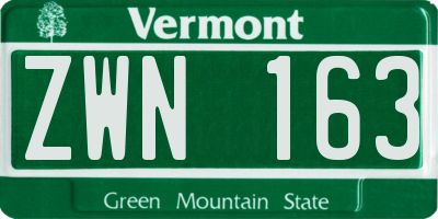 VT license plate ZWN163